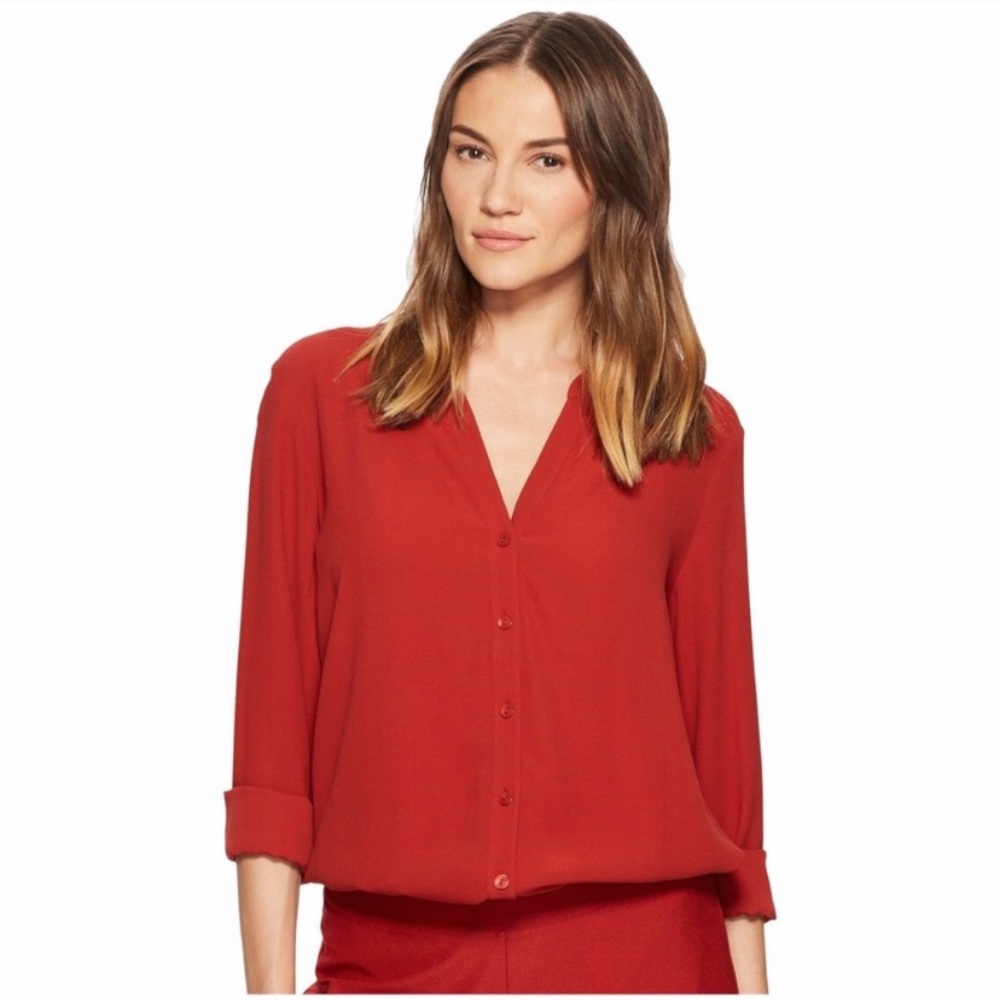Eileen Fisher Silk Split Neck Blouse - Picture 5 of 10